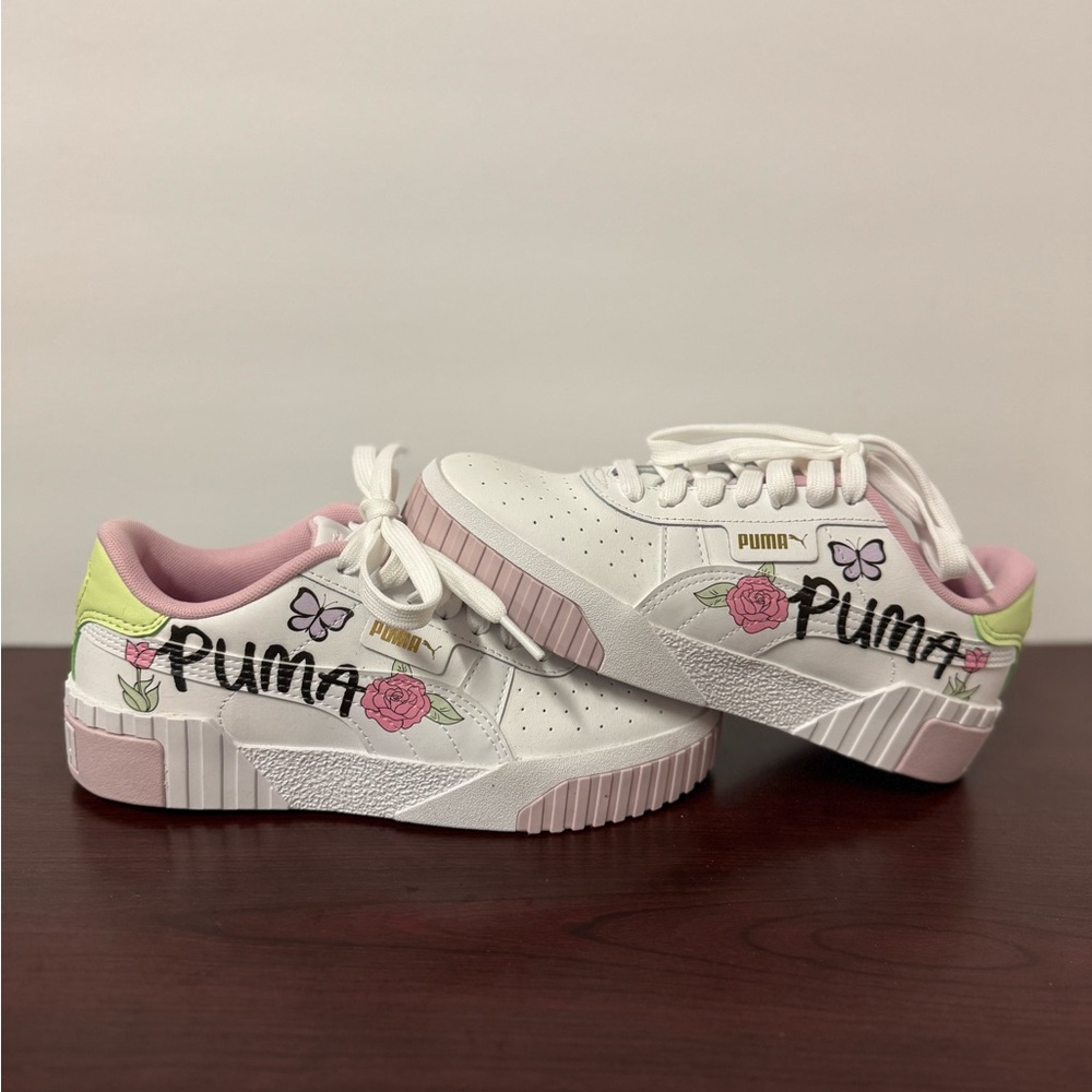 Puma Cali Bouquet Pink and White Sneakers with